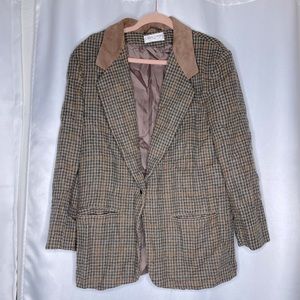 Vintage Wool and Leather Oversized Blazer